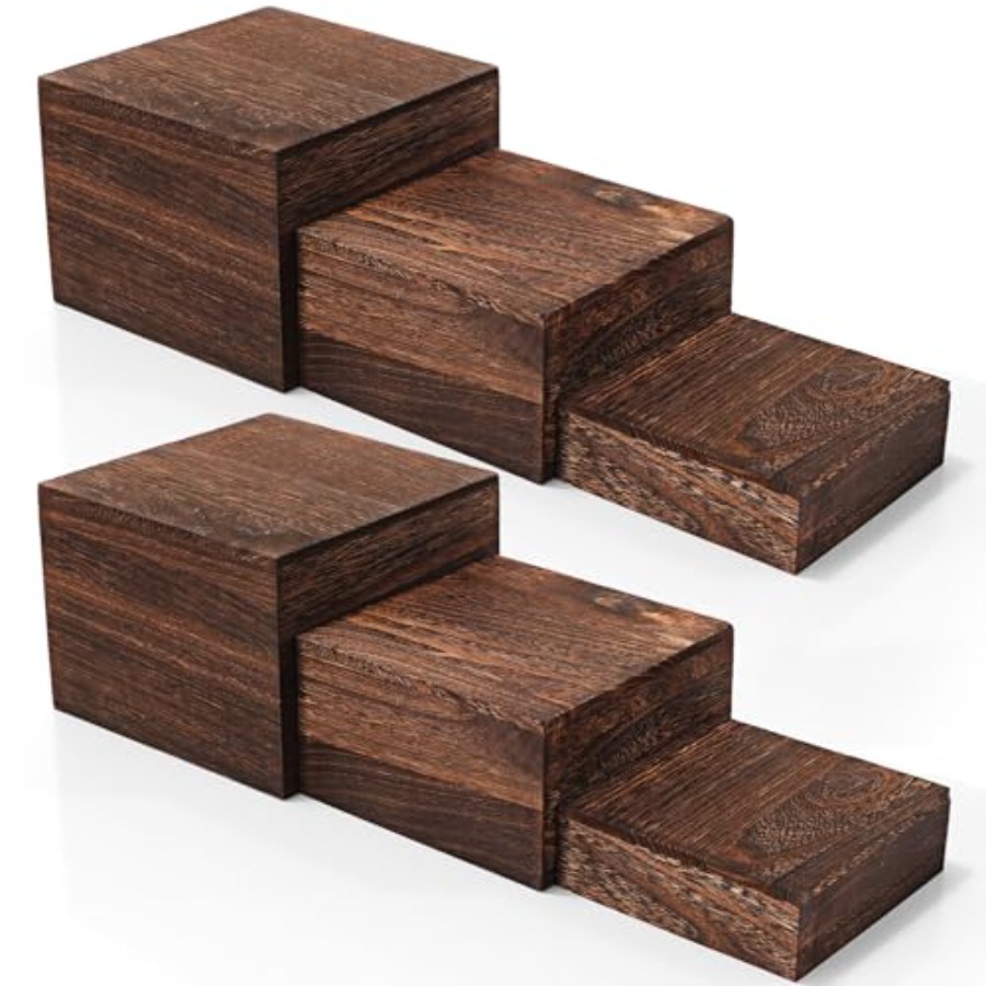 6 Pcs Wood Display Risers Rust - Display Risers Set 评论和价格