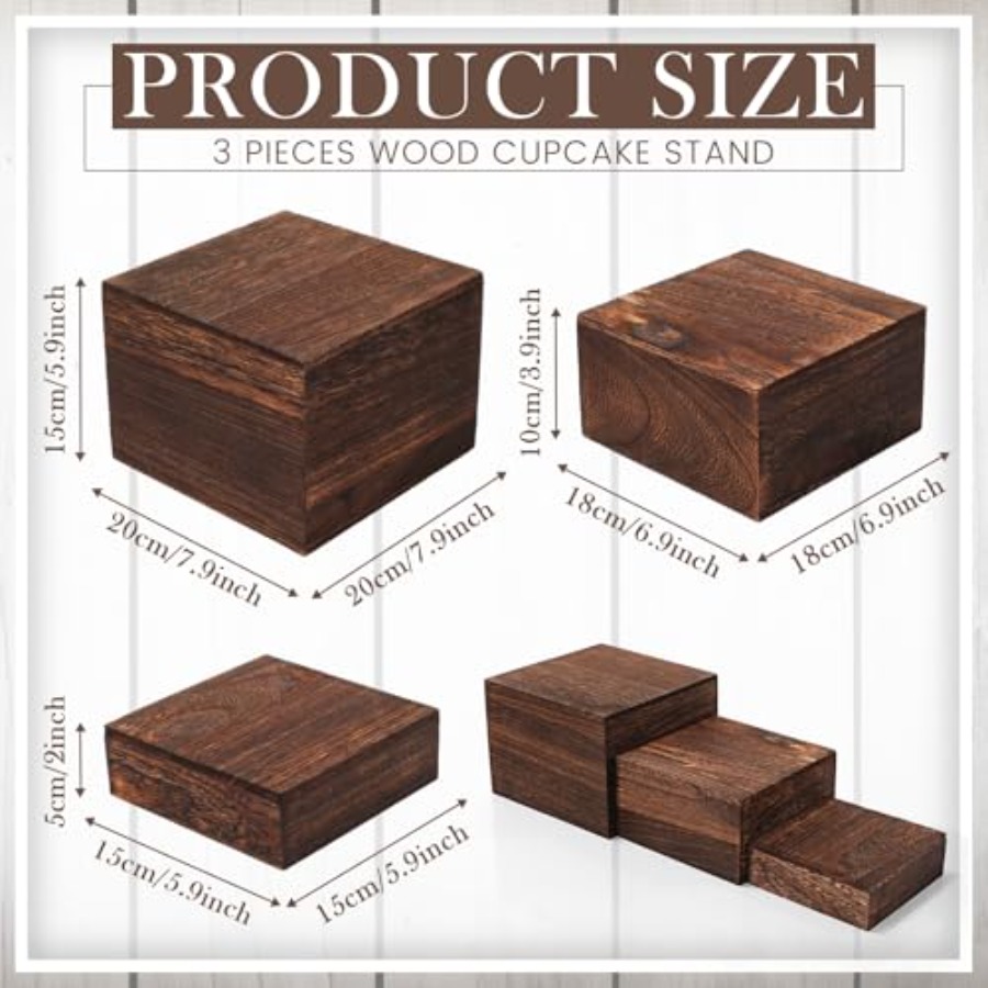 6 Pcs Wood Display Risers Rust - Display Risers Set 评论和价格