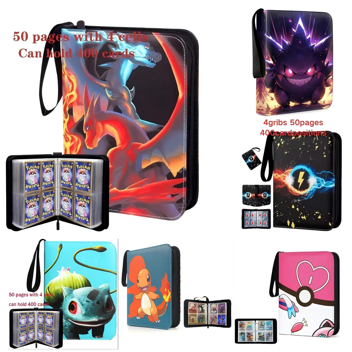 Charizard Gengar Pikachu Card  - Trading Card Binder 评论和价格