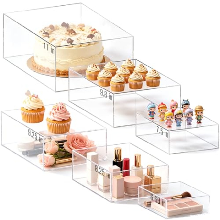 6Pcs Clear Acrylic Risers Disp - Display Risers Set 评论和价格