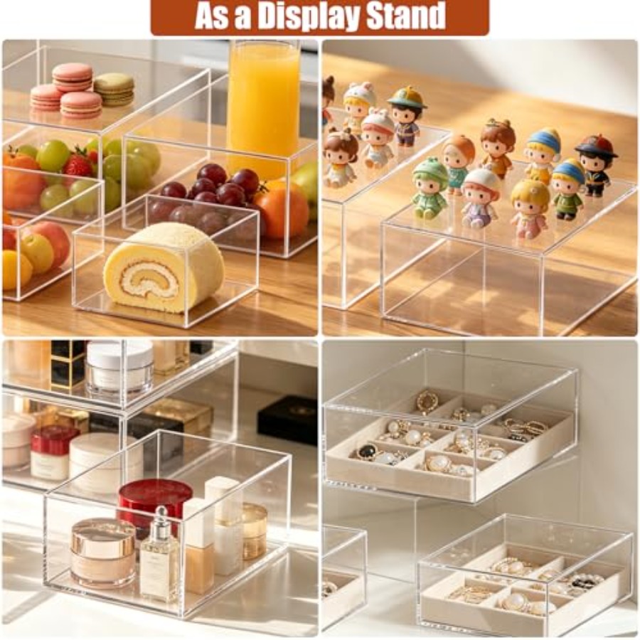 6Pcs Clear Acrylic Risers Disp - Display Risers Set 评论和价格