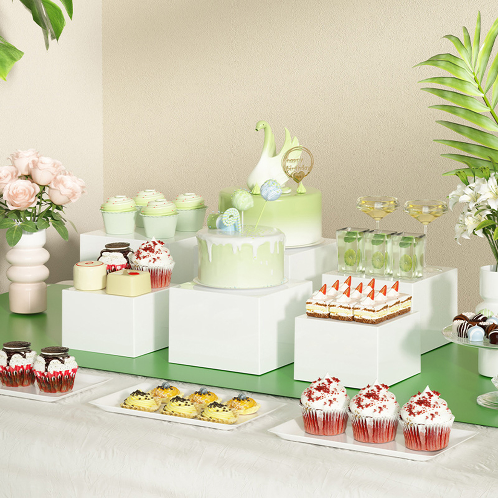 6x Acrylic Buffet Riser Desser - Display Risers Set 评论和价格