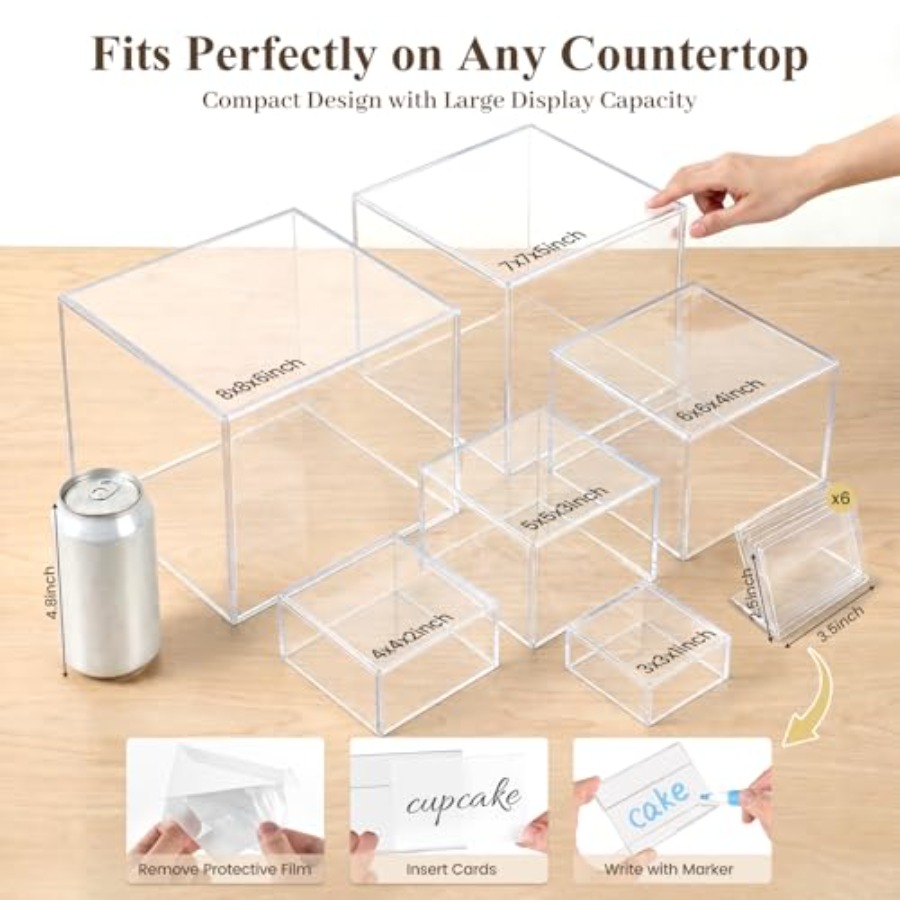 6PCS Clear and Buffet Risers w - Display Risers Set 评论和价格