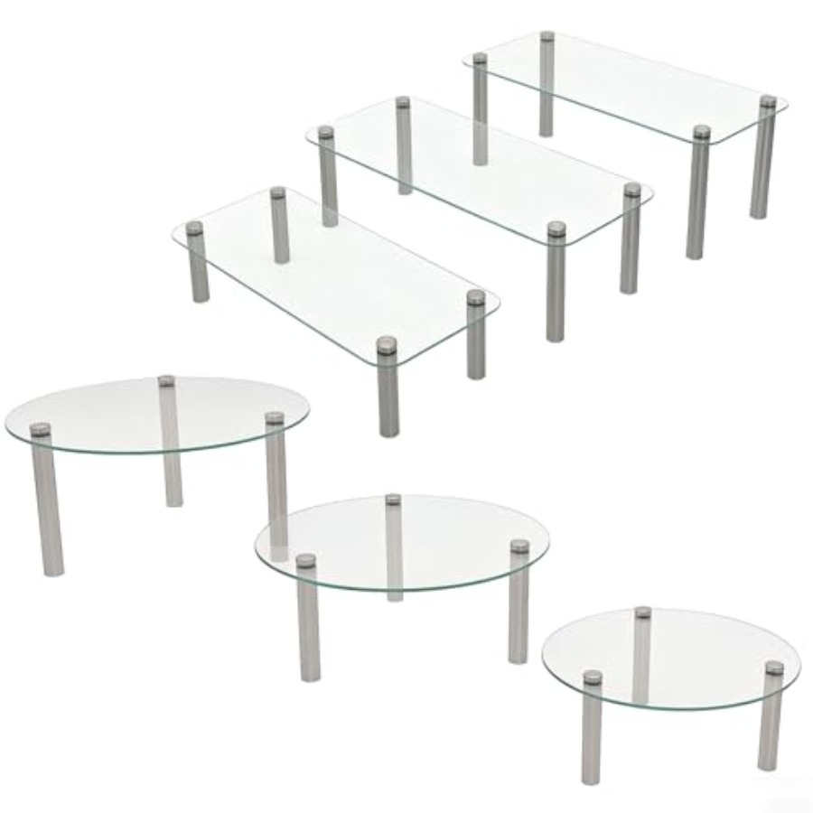 Tempered Glass Cake Stands Set - Display Risers Set 评论和价格
