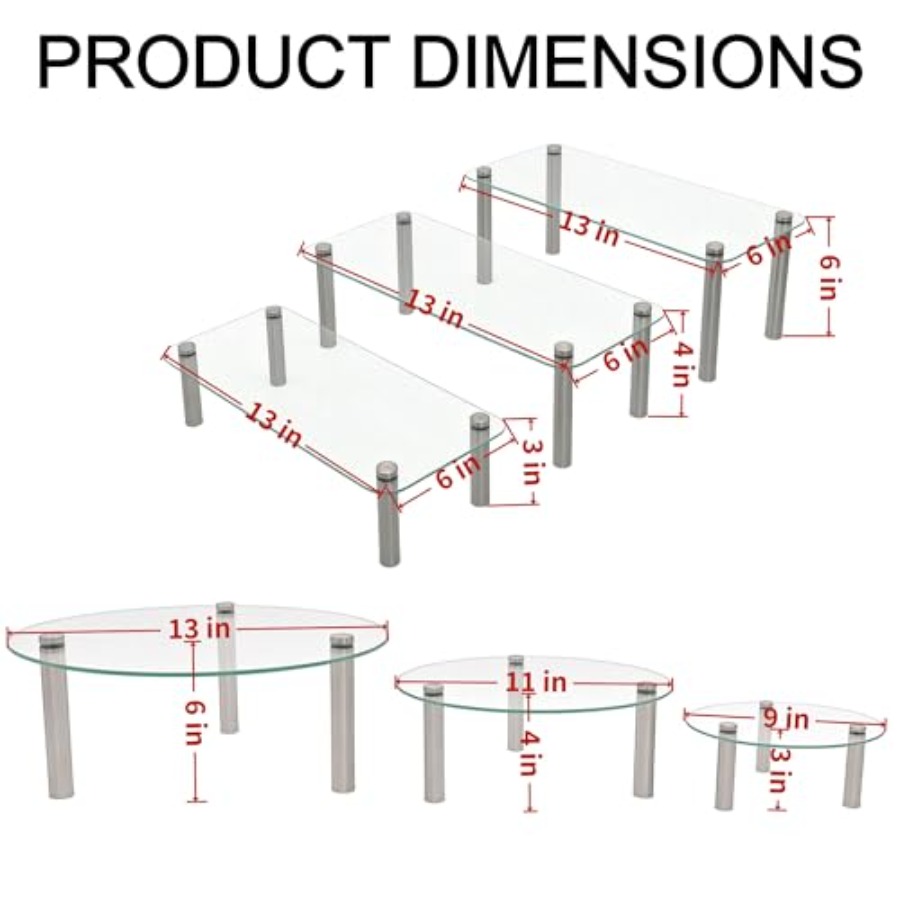 Tempered Glass Cake Stands Set - Display Risers Set 评论和价格